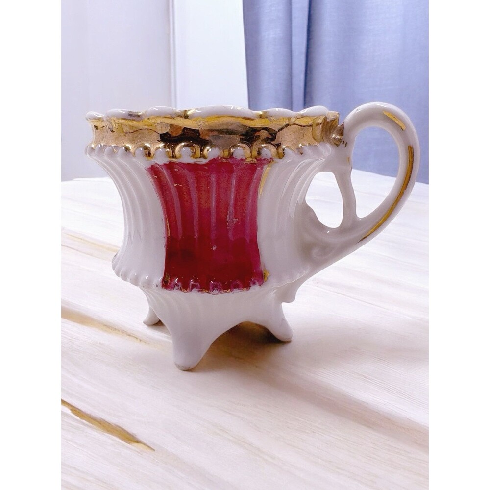 Vintage Delicate Porcelain Gilded Ornate Demitasse Germany Red & Gold Tea Cup